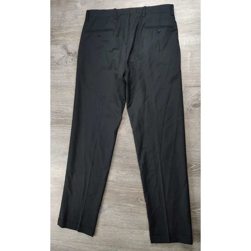 JOS. A.‎ Bank 1905 Custom Made Wool Blend Dress Pants 32R Black Flat Front